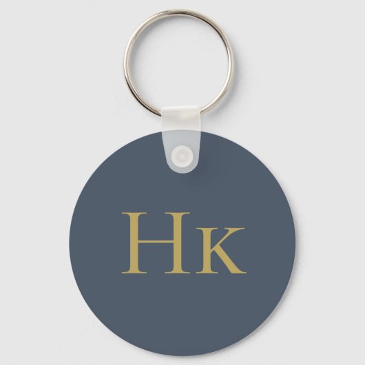 Monogram Elegant Navy Gold Mit Monogramm Initialen Schlüsselanhänger (Rückseite)