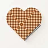 Monogram Elegant Orange White Kariert Gingham Hear Notizblock (Rückseite)