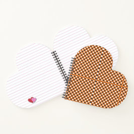 Monogram Elegant Orange White Kariert Gingham Hear Notizblock