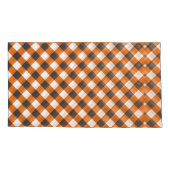 Monogram Elegant Orange White Kariert Gingham Kissenbezug (Rückseite-Links)