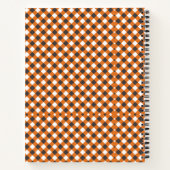 Monogram Elegant Orange White Kariert Gingham Notizblock (Rückseite)