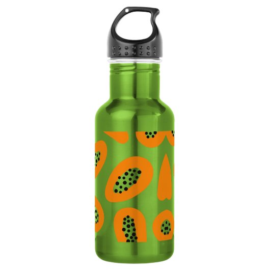 Monogram Elegant Papaya Muster Edelstahlflasche (Vorderseite)