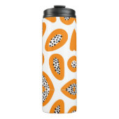 Monogram Elegant Papaya Muster Thermosbecher (Vorderseite)