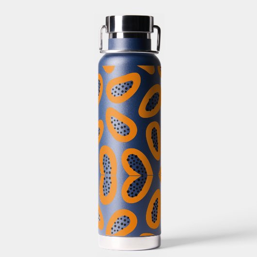 Monogram Elegant Papaya Muster Trinkflasche (Rückseite)