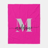 Monogram Elegant Pink Black Personal Fleecedecke (Vorderseite)