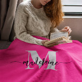 Monogram Elegant Pink Black Personal Fleecedecke