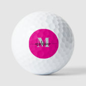 Monogram Elegant Pink Black Personal Golfball (Vorderseite)