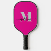 Monogram Elegant Pink Black Personal Pickleball Schläger (Vorderseite)