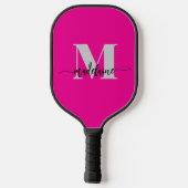 Monogram Elegant Pink Black Personal Pickleball Schläger (Rückseite)