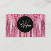 Monogram Elegant Pink Sparkle QR Code Visitenkarte (Rückseite)