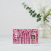 Monogram Elegant Pink Sparkle QR Code Visitenkarte (Stehend Vorderseite)