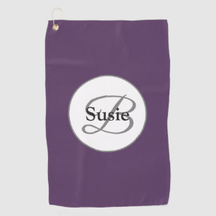 Monogram Elegant Plum Lila Golfhandtuch