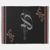 Monogram Elegant Red Black Ruby Gray Fleecedecke (Vorderseite (Horizontal))