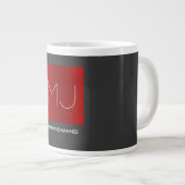 Monogram Elegant Red Gray Add Name Initials Jumbo-Tasse (Vorderseite Rechts)