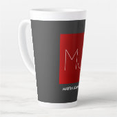 Monogram Elegant Red Gray Add Name Initials Milchtasse (Linke Ecke)