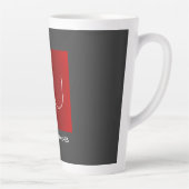 Monogram Elegant Red Gray Add Name Initials Milchtasse (Rechts)