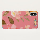 Monogram Elegant Rosa Wasserfarbe Case-Mate iPhone Hülle (Rückseite (Horizontal))