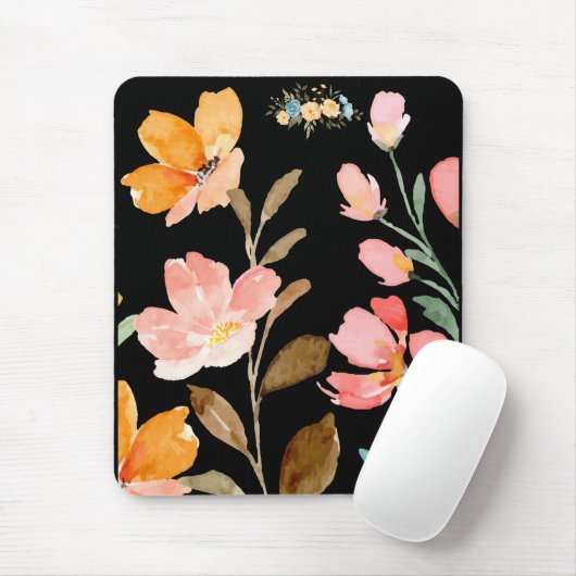 Monogram Elegant Rosa Wasserfarbe Mousepad (Mit Mouse)