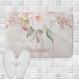 Monogram Elegant Rose and Peony Floral Badematte