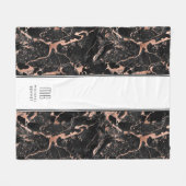 Monogram Elegant Rose Gold Black Marble Fleecedecke (Vorderseite (Horizontal))