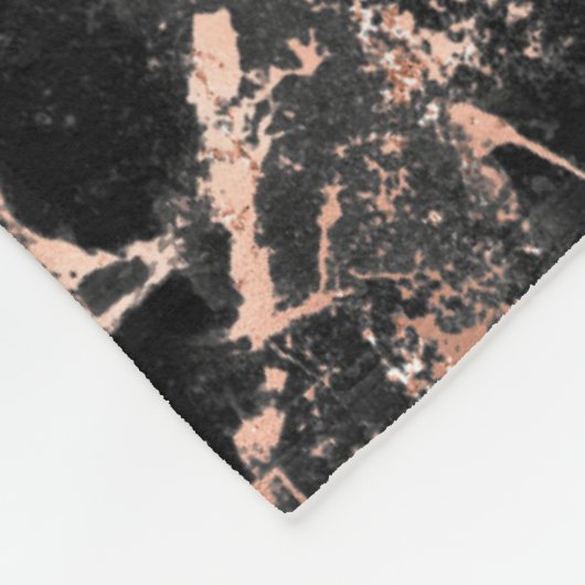 Monogram Elegant Rose Gold Black Marble Fleecedecke (Ecke)