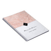 Monogram Elegant Rose Gold Gray Marble Notebook Notizblock (Rechte Seite)