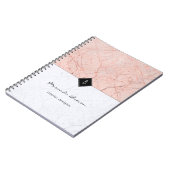 Monogram Elegant Rose Gold Gray Marble Notebook Notizblock (Linke Seite)