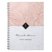 Monogram Elegant Rose Gold Gray Marble Notebook Notizblock (Vorderseite)