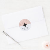 Monogram Elegant Rose Gold Gray Marmorsticker Runder Aufkleber (Umschlag)