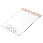 Monogram Elegant Rose Gold Marble Notepad Notizblock (angewinkelt)