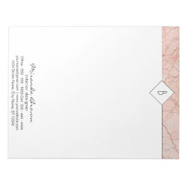 Monogram Elegant Rose Gold Marble Notepad Notizblock