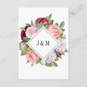 Monogram Elegant Rose Hochzeitdetails QR-Code Begleitkarte (Rückseite)