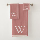 Monogram Elegant Rosy Brown Minimalistisch Stilvol Badhandtuch Set (Insitu)