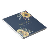 Monogram Elegant Rustic Sunflowers Math Teacher Notizblock (angewinkelt)
