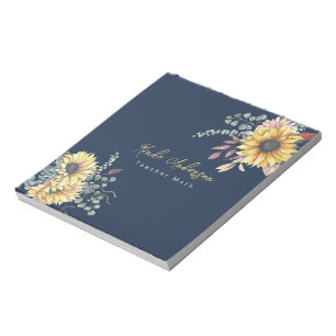 Monogram Elegant Rustic Sunflowers Math Teacher Notizblock