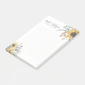 Monogram Elegant Rustic Sunflowers Math Teacher Post-it Klebezettel (angewinkelt)