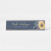 Monogram Elegant Rustic Sunflowers Math Teacher Schreibtischnamensplakette (Vorderseite )