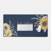 Monogram Elegant Rustic Sunflowers Math Teacher Schreibtischunterlage (Tastatur & Maus)