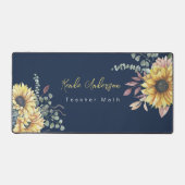 Monogram Elegant Rustic Sunflowers Math Teacher Schreibtischunterlage (Vorderseite)