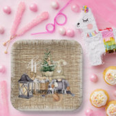 Monogram Elegant rustikale Aquarellfeier Pappteller (Party)