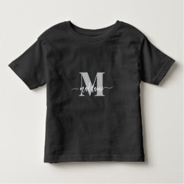 Monogram Elegant Schwarz-weiß Kleinkind T-shirt