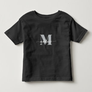 Monogram Elegant Schwarz-weiß Kleinkind T-shirt