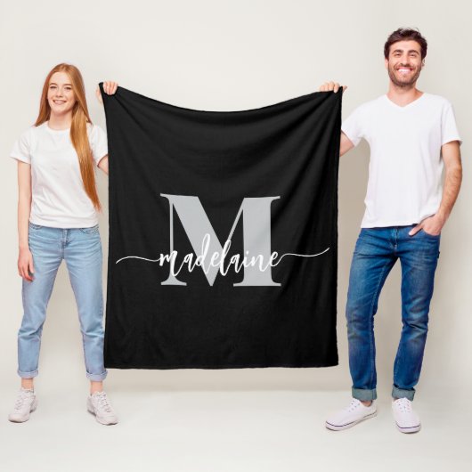 Monogram Elegant Schwarz-weiß Personal Fleecedecke (Beispiel)