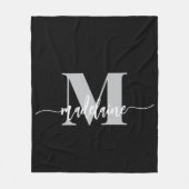 Monogram Elegant Schwarz-weiß Personal Fleecedecke (Vorderseite)