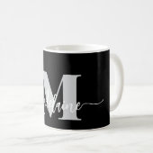 Monogram Elegant Schwarz-weiß Personal Kaffeetasse (VorderseiteRechts)