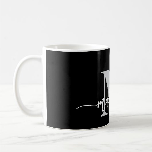 Monogram Elegant Schwarz-weiß Personal Kaffeetasse (Links)