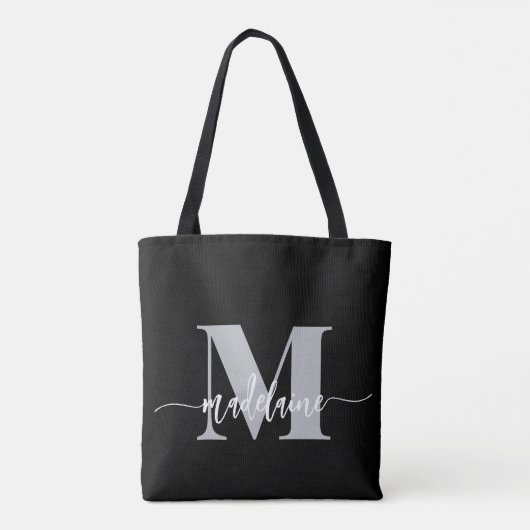 Monogram Elegant Schwarz-weiß Tasche (Rückseite)