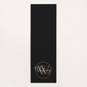 Monogram Elegant Script Black und Gold Yogamatte (Rückseite)