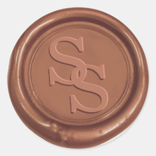 Monogram Elegant Script Copper Wax Siegel Wedding Runder Aufkleber