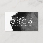 Monogram Elegant Script Ink Black Background Visitenkarte (Vorderseite)
